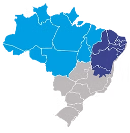 Mapa do Brasil com destaque para as regiões Norte e Nordeste